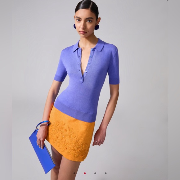 Carolina Herrera Polo Navy Blue Gold Embroidered Crest Cotton T-shirt Wom… - Picture 2 of 15